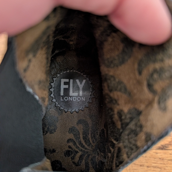 Fly London Silvery Blue Leather Ankle Wedge Boots - Picture 6 of 9